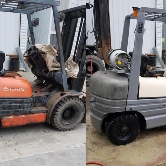 Toyota forklift before and after stripping