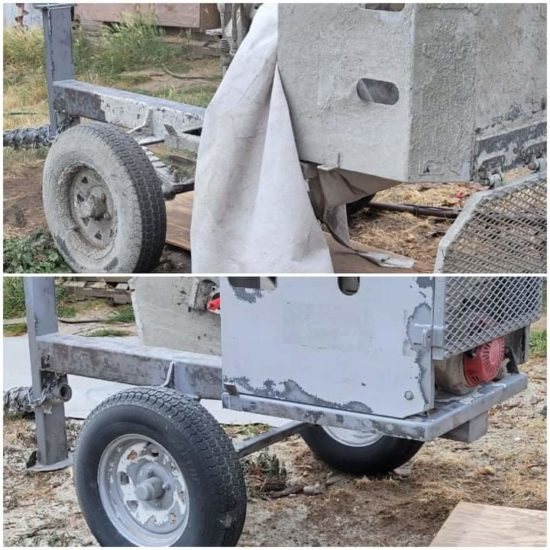 Trailer frame before and after blasting