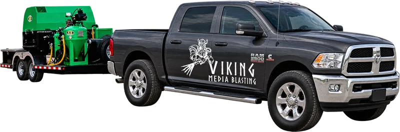Viking Media Blasting's Ram 2500 and mobile Dustless Blasting rig